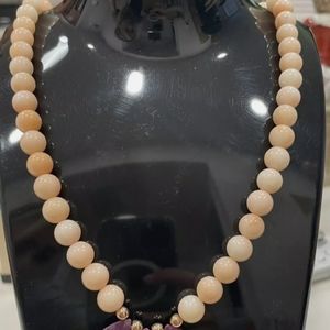 Vintage coral angle skin and ruby necklace 18" long